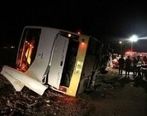 واژگونی مرگبار اتوبوس مسافربری در مسیر تهران- دورود+ عکس